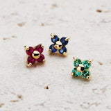 K18/Pt Colored Stone Flower
