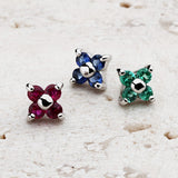 K18/Pt Colored Stone Flower