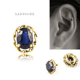 K18/Pt Oval Coloredstone