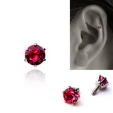 プラチナレッドスピネルピアス