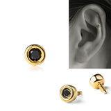 K18/Pt Black Diamond Dot XS
