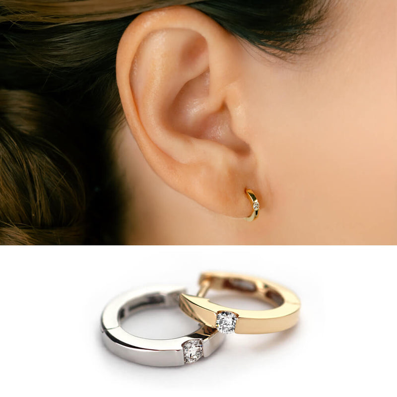 K18/Pt Diamond Hoop