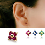 K18/Pt Colored Stone Flower