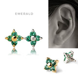 K18/Pt Colored Stone Flower