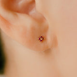 K18/Pt Colored Stone Flower