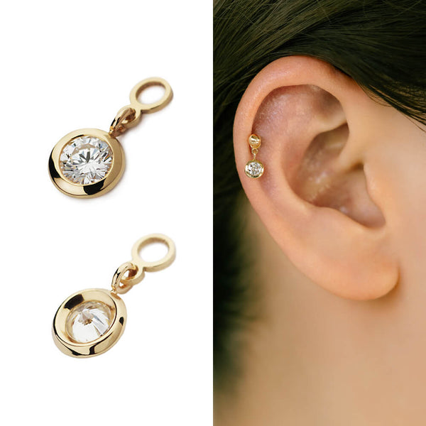 K18/Pt Diamond Charm Bezel