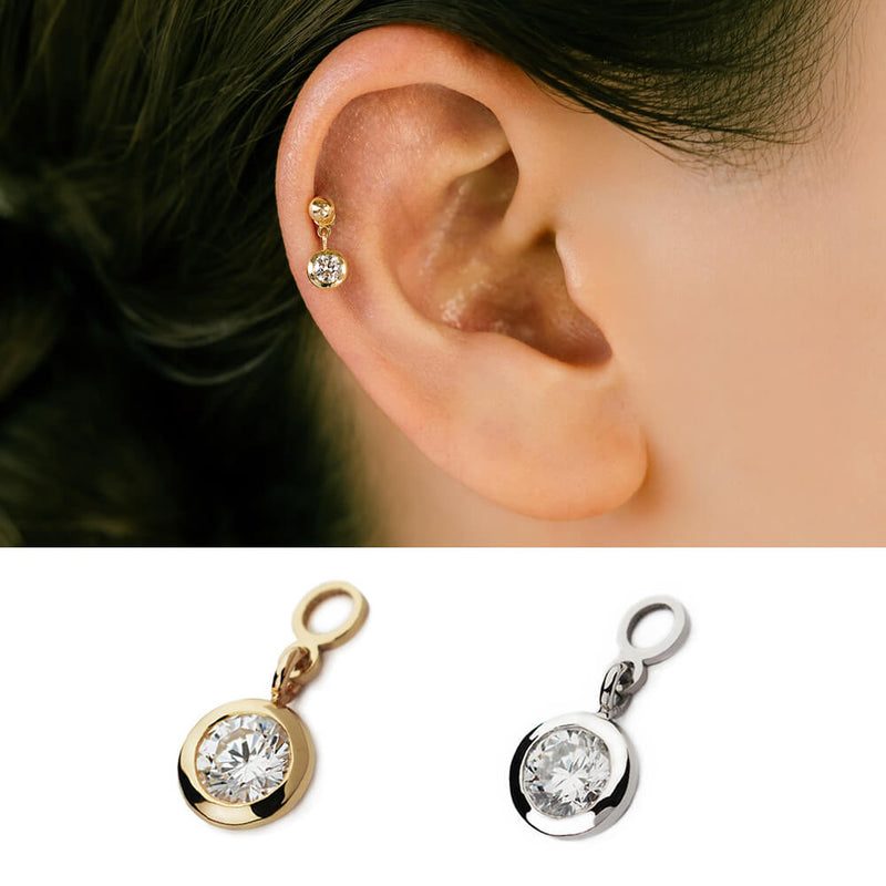 K18/Pt Diamond Charm Bezel