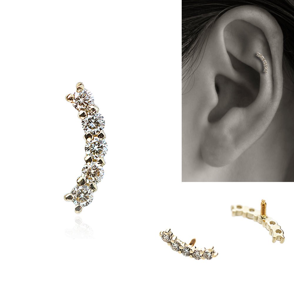 耳に沿うピアス│耳たぶに沿う天然ダイヤモンド ボディピアス – PICOLLET